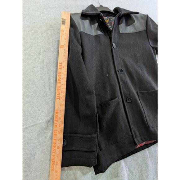 Popβ England Jacket Men's Medium Black Wool British Style Lined Jacket Vintage - Picture 3 of 8